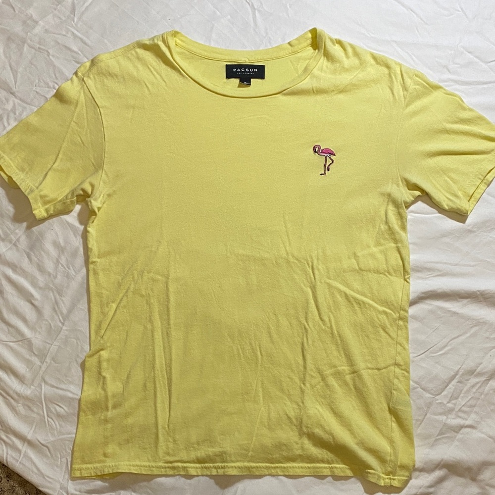 PacSun Light Yellow Flamingo Tee